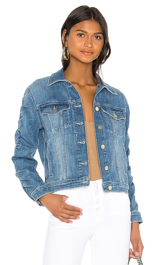 jean jacket with cloth sleeves
