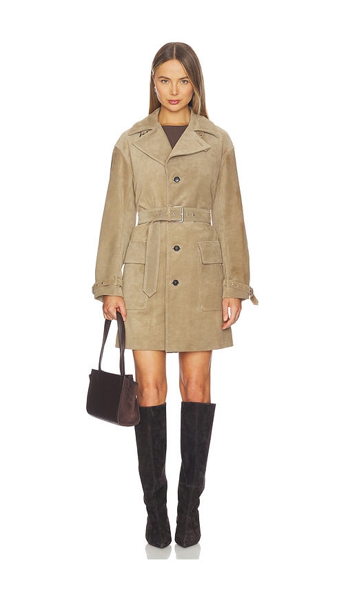Frame The Suede Trench Jacket In Brown