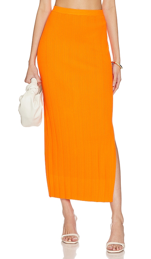 FRAME Mixed Rib Cutout Skirt in Orange.