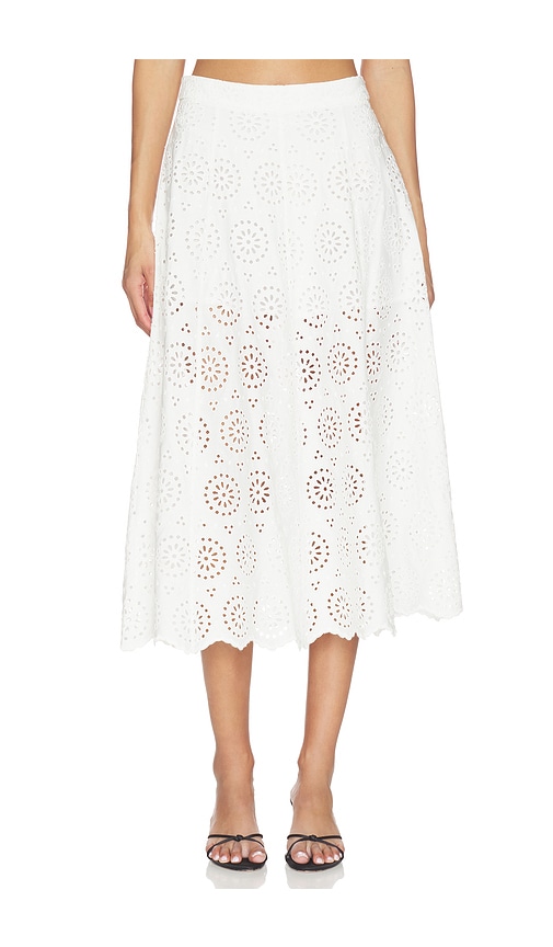 Frame The Deco Eyelet Skirt In White