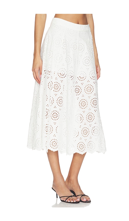 Frame The Deco Eyelet Skirt In White