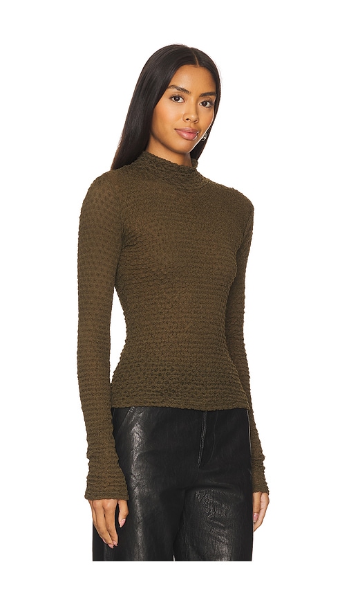 Shop Frame Mesh Lace Turtleneck In Rich Military