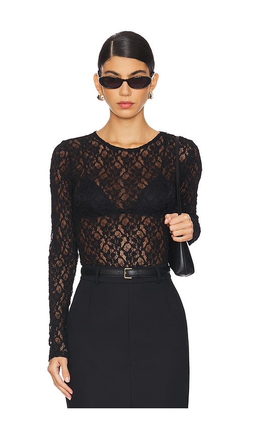 Shop Frame Mesh Lace Top In Black