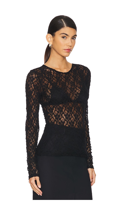 Shop Frame Mesh Lace Top In Black