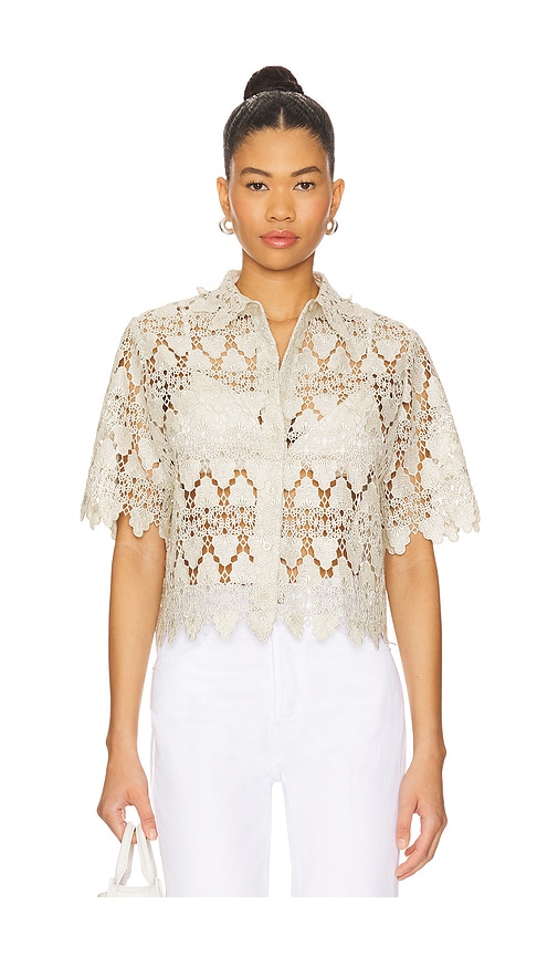 The Lace Button Up Shirt in Mint. - size L (also in M, S, XL, XS, XXS) - FRAME - Modalova