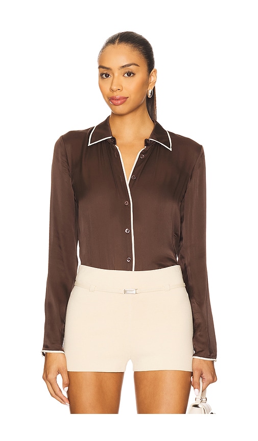 Frame Womens Coffee Multi The Slim Essential Silk Shirt In Brown