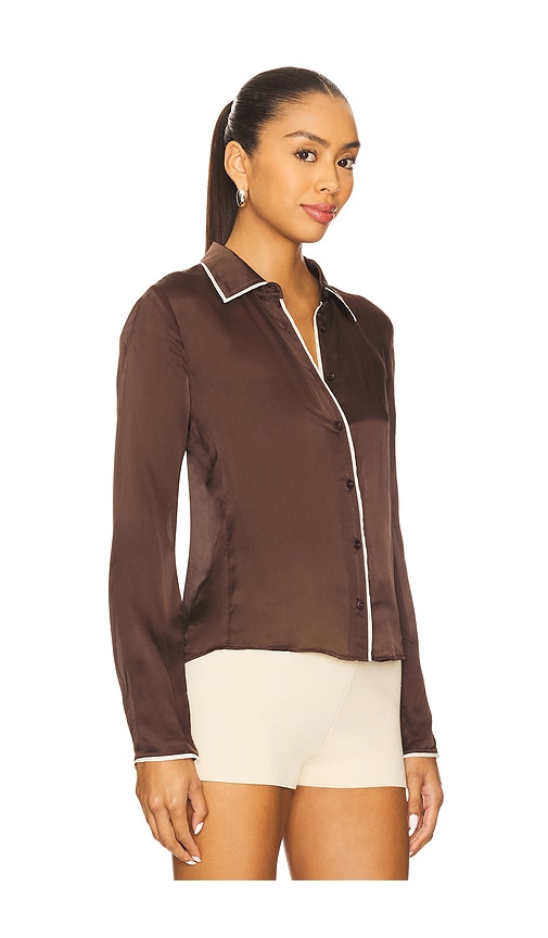 Frame Womens Coffee Multi The Slim Essential Silk Shirt In Brown