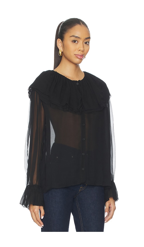 Frame Tiered Statement Blouse In Black