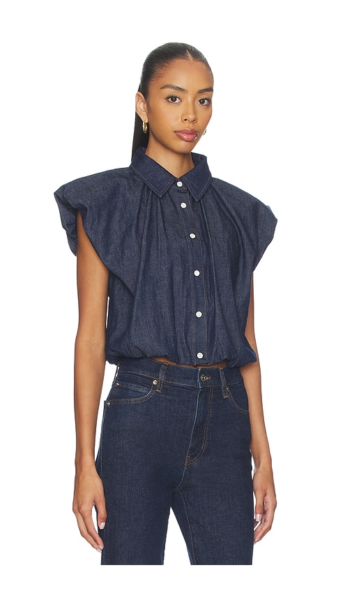 Frame The Shell Bubble-sleeve Top In Blue