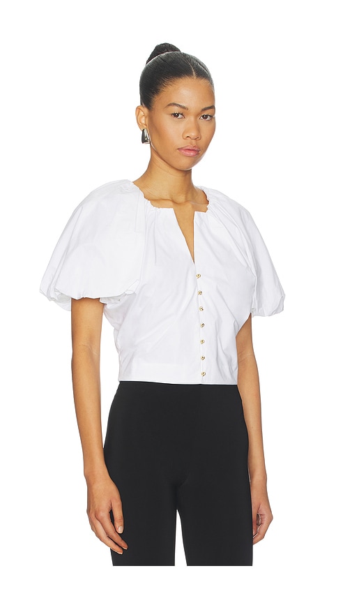 Frame Puff-sleeve Buttoned Top In White