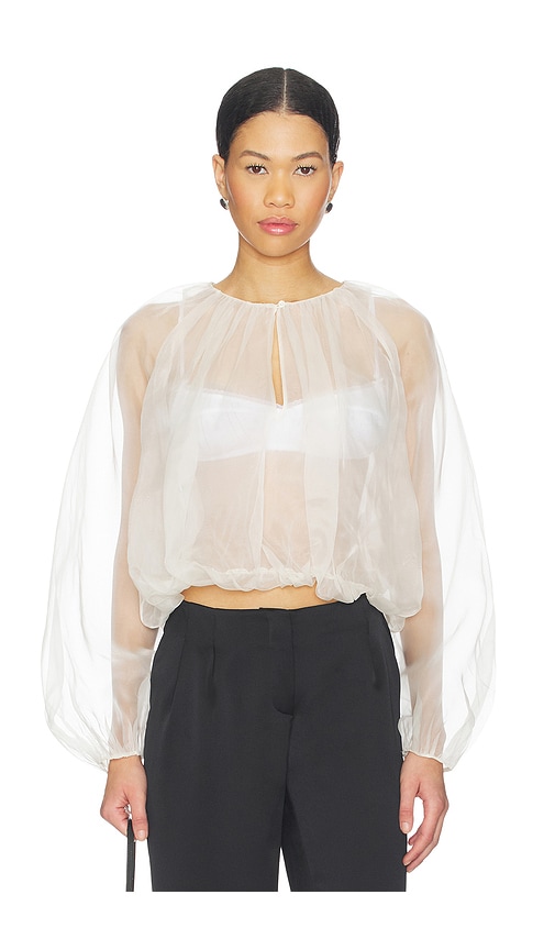 Frame The Sheer Balloon Blouse In White