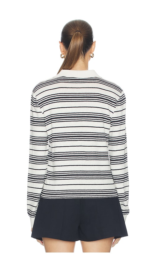  Frame Gestreiftes Langarm-poloshirt In Black,white. Größe Xs. Also In S, M, L. 