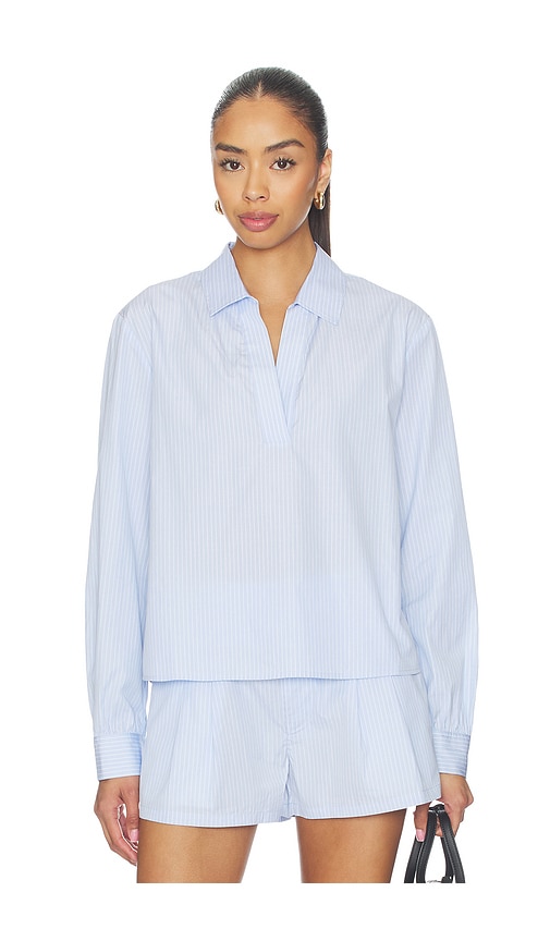 FRAME The Striped Long Sleeve Popover Top