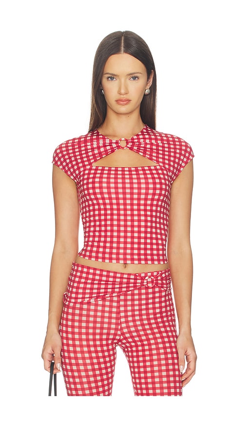FRAME x Alexandra Leclerc The Casino Top in Red Check
