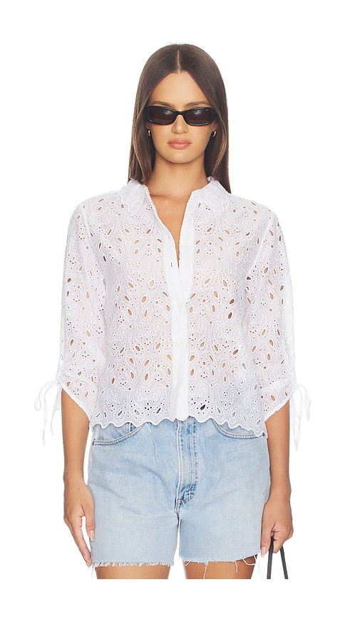 FRAME The Paisely Eyelet Cinch Sleeve Shirt