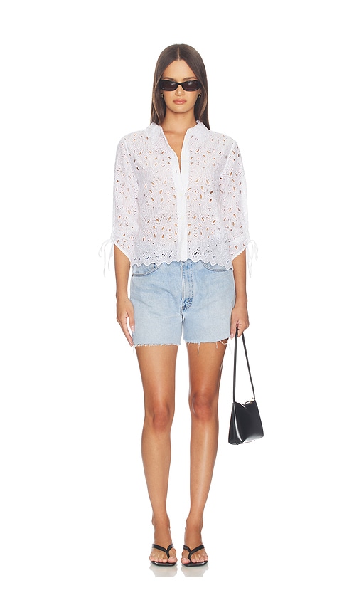 FRAME The Paisely Eyelet Cinch Sleeve Shirt | Thumbnail 4 FRAME The Paisely Eyelet Cinch Sleeve Shirt | Thumbnail 4