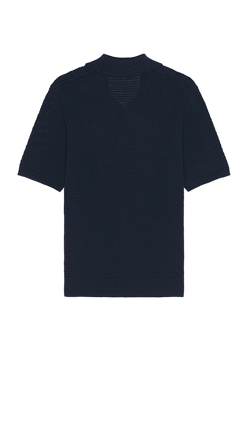 Shop Frame Short Sleeve Sweater Polo In 藏青色