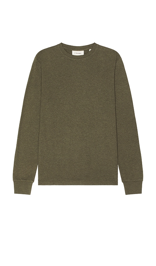 Shop Frame Duo Fold Crew Sweater In Olive