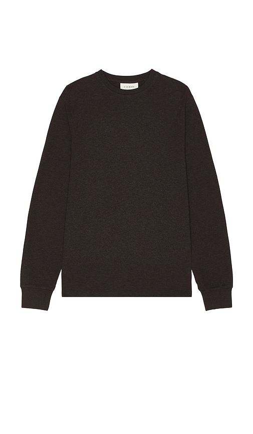 FRAME Duo Fold Crew Sweater in Heather Espresso