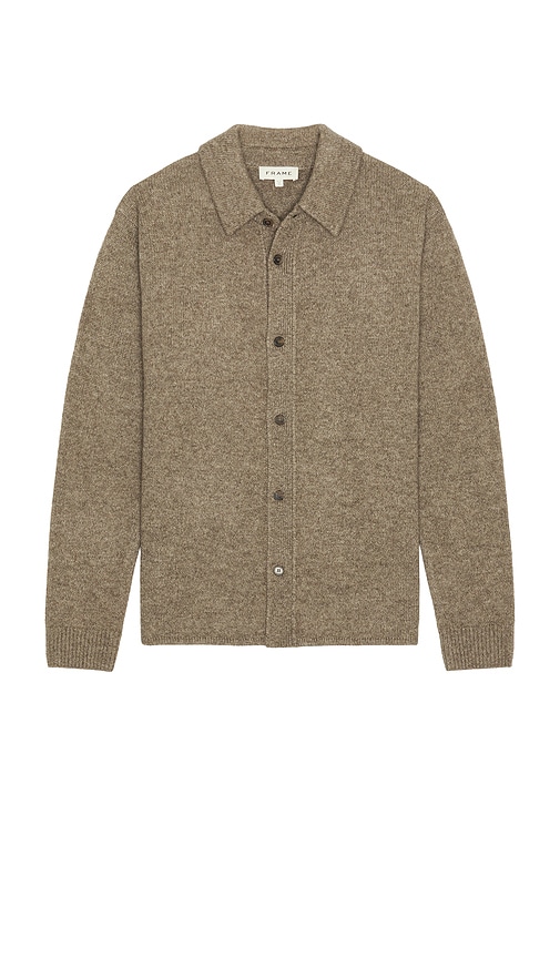 Frame Long Sleeve Shirt Sweater In Brown