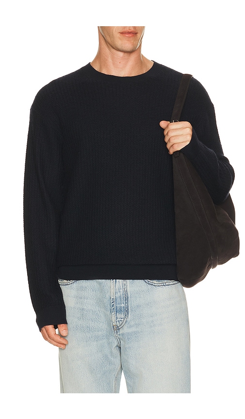 Textured Crewneck Sweater in Blue