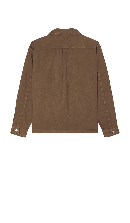 Shop Frame Textured Terry Double Pocket Relaxed Shirt In Brown