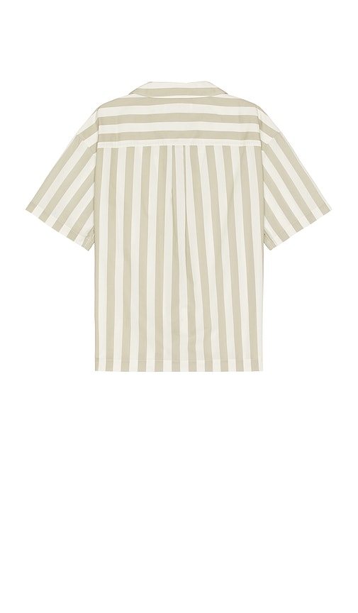 Shop Frame Camp Collar Shirt In Smoke Beige Stripe