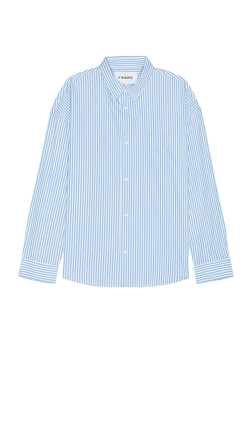 Shop Frame Relaxed Cotton Shirt In 蓝色条纹