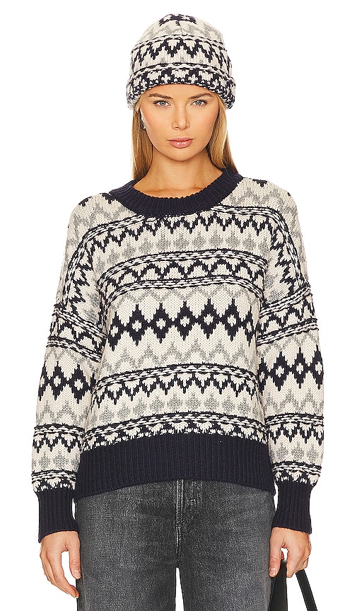 Shop Favorite Daughter Tis The Season Sweater Set In Blue & Grey Fair Isle