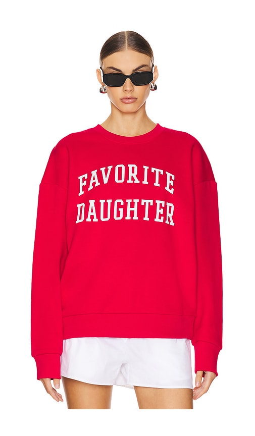 Shop Favorite Daughter Collegiate Sweatshirt In Haute Rouge & White