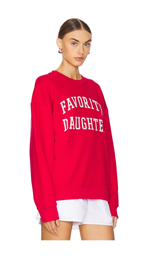 Shop Favorite Daughter Collegiate Sweatshirt In Haute Rouge & White