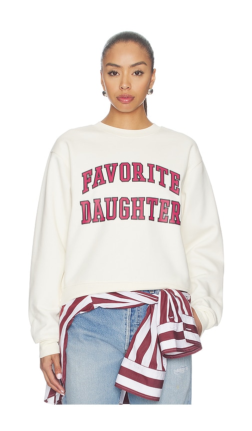 Favorite Daughter The Collegiate Classic Sweatshirt In Gardenia & Raspberry