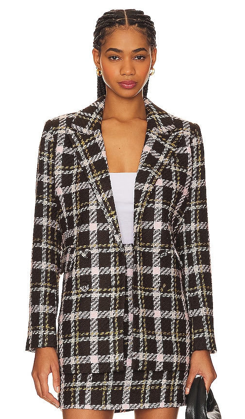 Favorite Daughter The Phoebe Blazer in Chocolate Plaid | REVOLVE