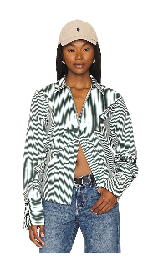 Favorite Daughter Classic Poplin Shirt In Green