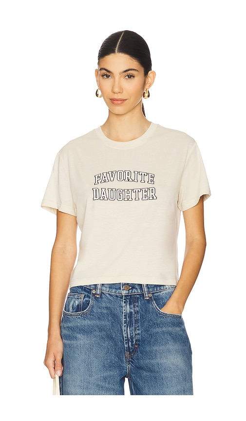 Favorite Daughter Favorite Daughter Cropped Collegiate Tee in Beige. - size XS (also in L, M, S)