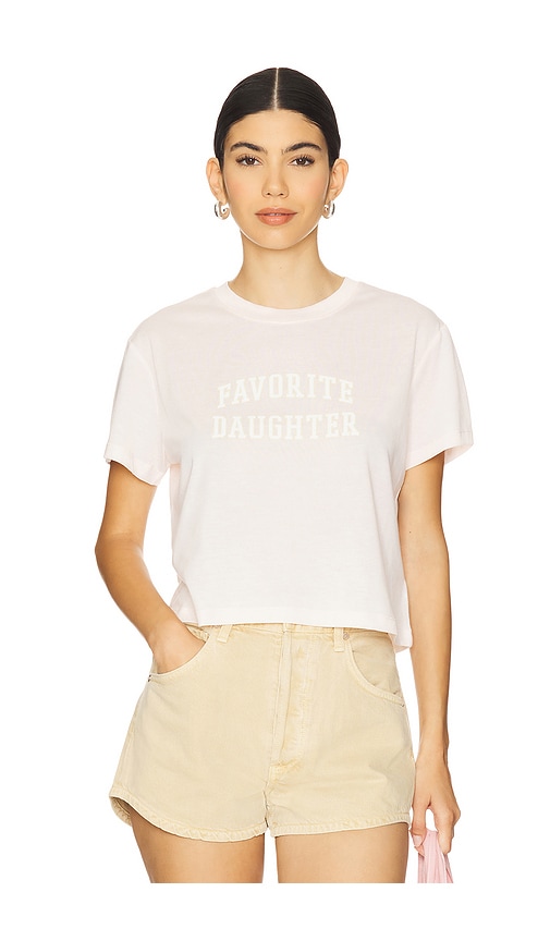 Favorite Daughter Cropped Collegiate Tee in Blush. - size XS (also in L, M, S)