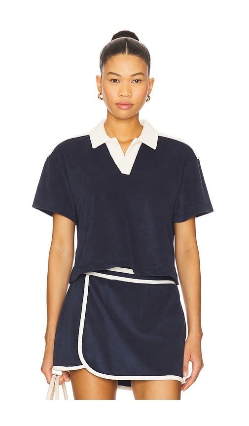 The Crop Beach Shirt in Navy. - size XS (also in M, S)