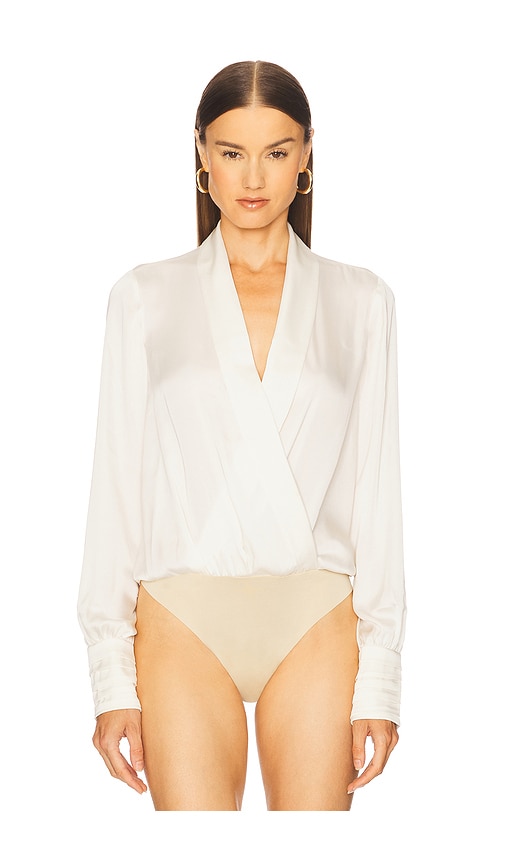 Favorite Daughter The Better Off Satin Bodysuit In White