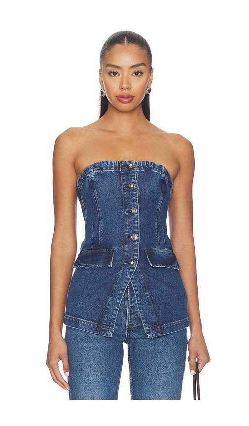 Favorite Daughter The Phoebe Bustier en Denim-Medium Taille 10 Also en 0 2 4 6 8 277 €