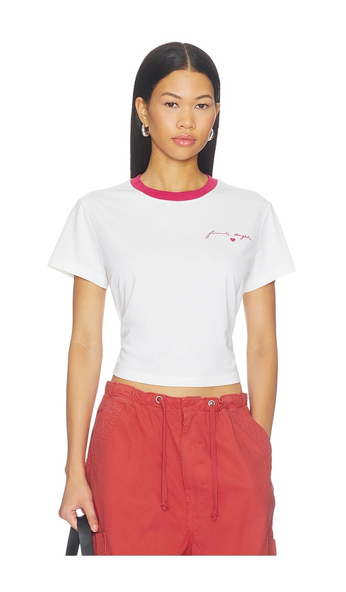 The Cropped Signature Chest Tee in White