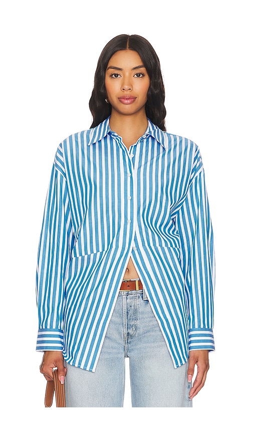 Shop Favorite Daughter The Door's Always Open Ex Boyfriend Shirt In Azure Stripe