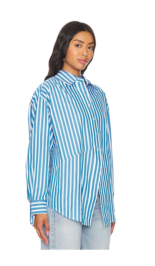 Shop Favorite Daughter The Door's Always Open Ex Boyfriend Shirt In Azure Stripe