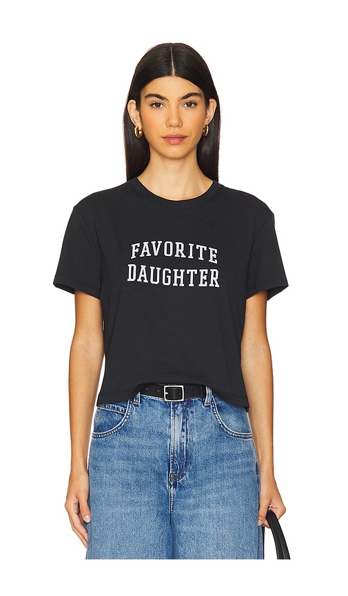 Shop Favorite Daughter Cropped Collegiate Tee In Black