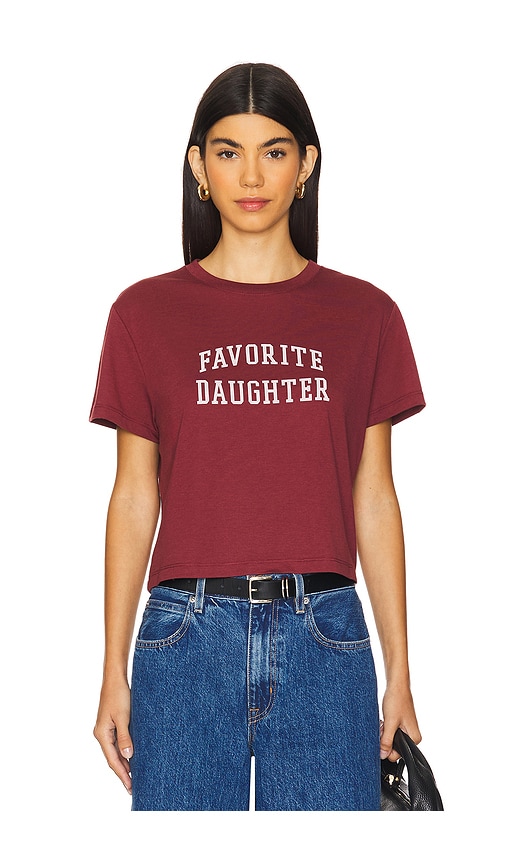 Shop Favorite Daughter Cropped Collegiate Tee In Burgundy