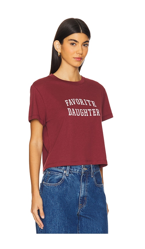 Shop Favorite Daughter Cropped Collegiate Tee In Burgundy