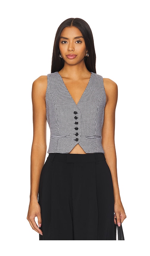 Shop Favorite Daughter The Favorite Vest In Mico Black & White Houndstooth