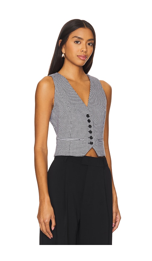 Shop Favorite Daughter The Favorite Vest In Mico Black & White Houndstooth