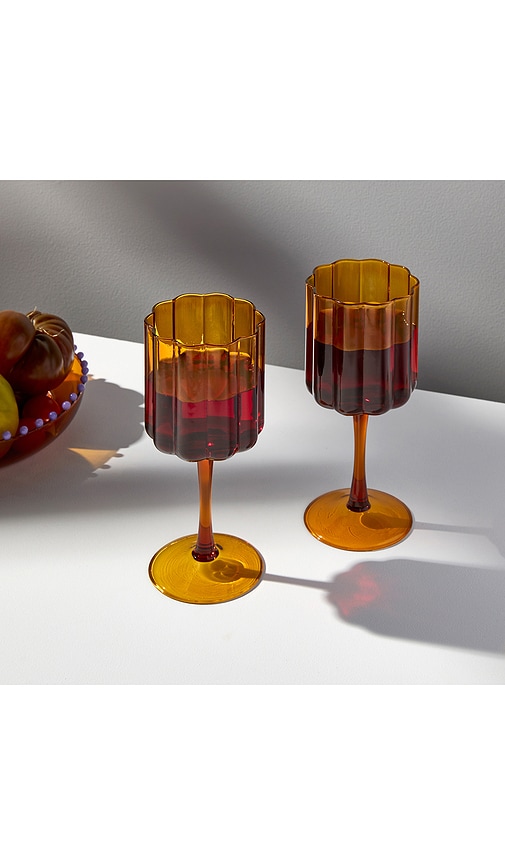  Fazeek Wave Wine Glasses Wave Wine Glasses In Burnt Orange. 