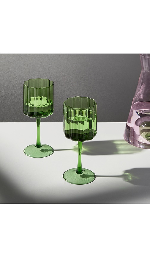  Fazeek Wave Wine Glasses Wave Wine Glasses In Green. 
