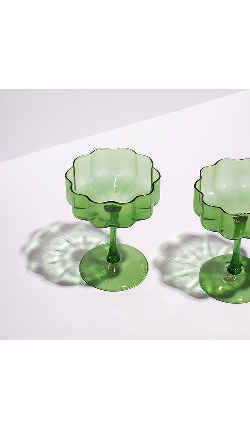  Fazeek Cupé-gläser Mit Wellenmuster Wave Coupe Glasses In Green. 